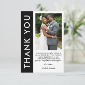 白黒サイドストライプフォト結婚ズ サンキューカード (スタンド正面)