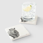 白黒サイ ストーンコースター (横)