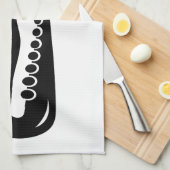 白黒サクソフォーンのモノグラムの台所タオル キッチンタオル (四つ折り)