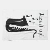 白黒サクソフォーンのモノグラムの台所タオル キッチンタオル (横)