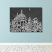 白黒サクレクールパリヨーロッパ旅行 キャンバスプリント (インサイチュ (ウッドフロア))