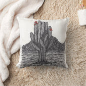 白黒サグアーロサボテン クッション (ブランケット)