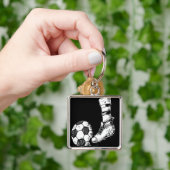 白黒サッカーキッカー キーホルダー (手)