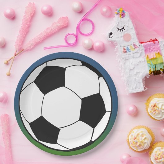 白黒サッカーサッカースポーツ誕生日パーティー ペーパープレート (パーティー)