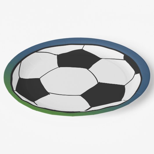 白黒サッカーサッカースポーツ誕生日パーティー ペーパープレート (アングル)