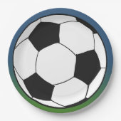 白黒サッカーサッカースポーツ誕生日パーティー ペーパープレート (正面)