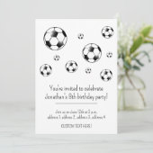 白黒サッカーサッカーテーマ誕生日パーティー 招待状 (スタンド正面)