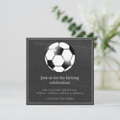 白黒サッカーサッカーテーマ誕生日パーティー 招待状 (スタンド正面)