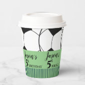 白黒サッカーサッカー子供の誕生日パーティー 紙コップ (左)