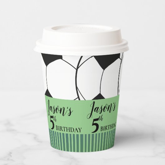 白黒サッカーサッカー子供の誕生日パーティー 紙コップ (左)