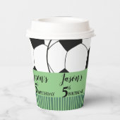 白黒サッカーサッカー子供の誕生日パーティー 紙コップ (裏面)