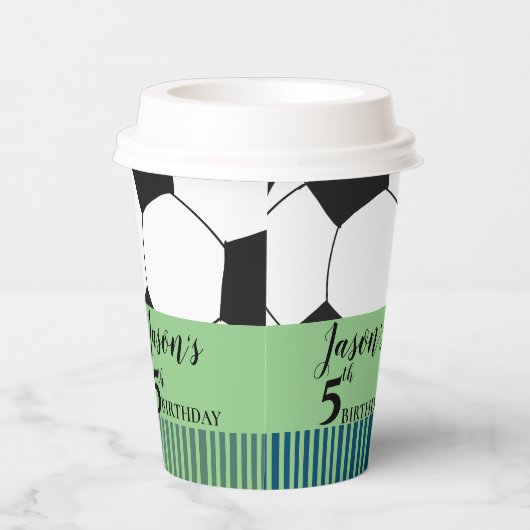 白黒サッカーサッカー子供の誕生日パーティー 紙コップ (右)