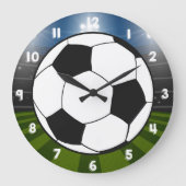 白黒サッカースタジアム ラージ壁時計 (正面)