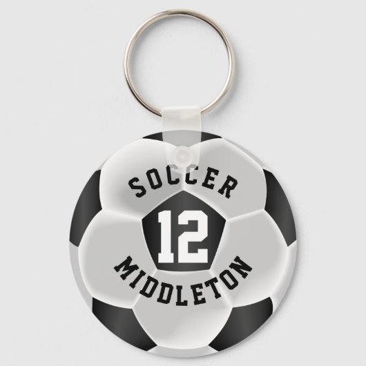 白黒サッカースポーツボール キーホルダー (正面)
