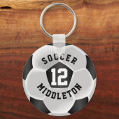 白黒サッカースポーツボール キーホルダー (正面)