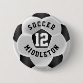 白黒サッカースポーツボール 缶バッジ (正面)