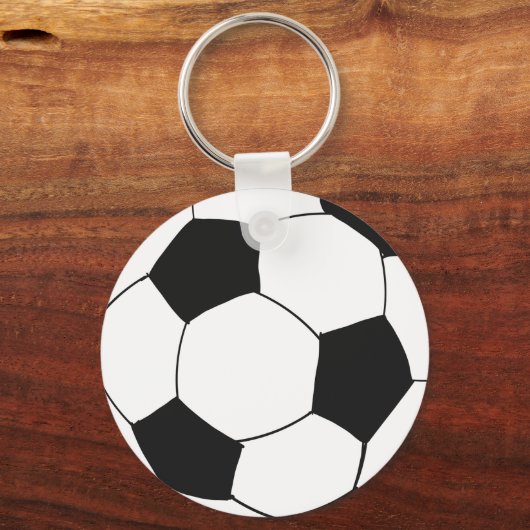 白黒サッカーフットボール誕生日の好意 キーホルダー (正面)