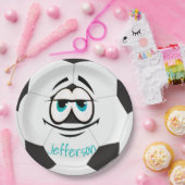 白黒サッカーボールおもしろい顔 ペーパープレート (パーティー)