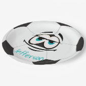 白黒サッカーボールおもしろい顔 ペーパープレート (アングル)