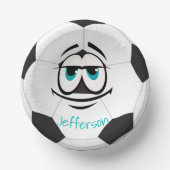 白黒サッカーボールおもしろい顔 ペーパーボウル (正面)