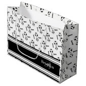 白黒サッカーボールのデザイン ラージペーパーバッグ (正面アングル)