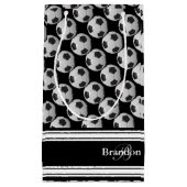 白黒サッカーボールを個人化して下さい スモールペーパーバッグ (正面)