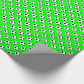 白黒サッカーボールオンライムグリーン ラッピングペーパー (角)