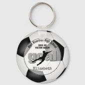 白黒サッカーボールゴール女子チームスピリット キーホルダー (正面)