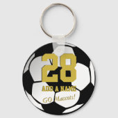 白黒サッカーボールチーム選手・カスタム キーホルダー (正面)