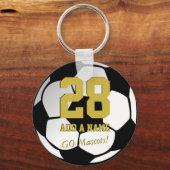 白黒サッカーボールチーム選手・カスタム キーホルダー (正面)