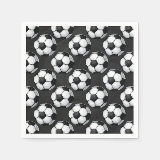 白黒サッカーボールパターン スタンダードカクテルナプキン (正面)