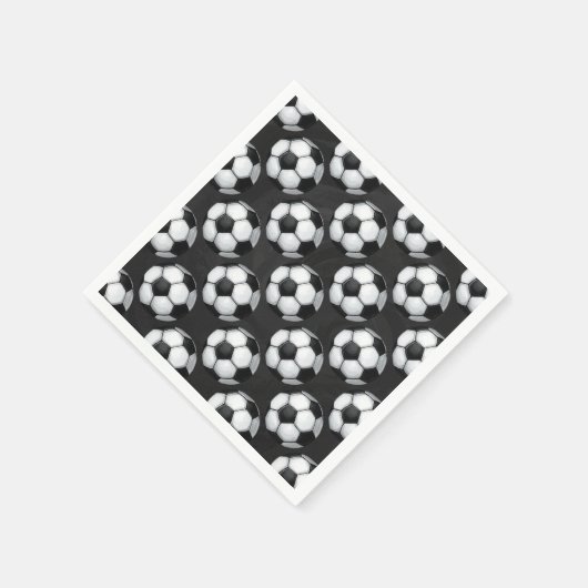 白黒サッカーボールパターン スタンダードカクテルナプキン (角)