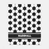 白黒サッカーボールパターン フリースブランケット (正面)