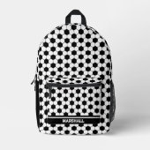 白黒サッカーボールパターン プリントバックパック (正面)