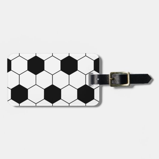 白黒サッカーボールパターン ラゲッジタグ (正面横)