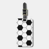 白黒サッカーボールパターン ラゲッジタグ (正面縦)