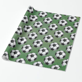 白黒サッカーボールパターン ラッピングペーパー