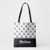 白黒サッカーボールパーソナライズな| トートバッグ (正面)