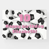 白黒サッカーボール子供の誕生日お祝い 横断幕 (横)