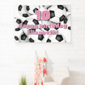 白黒サッカーボール子供の誕生日お祝い 横断幕 (インサイチュ)