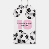 白黒サッカーボール子供の誕生日パーティー ギフトタグ (正面)