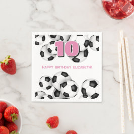 白黒サッカーボール子供の誕生日パーティー スタンダードカクテルナプキン