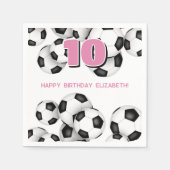 白黒サッカーボール子供の誕生日パーティー スタンダードカクテルナプキン (正面)