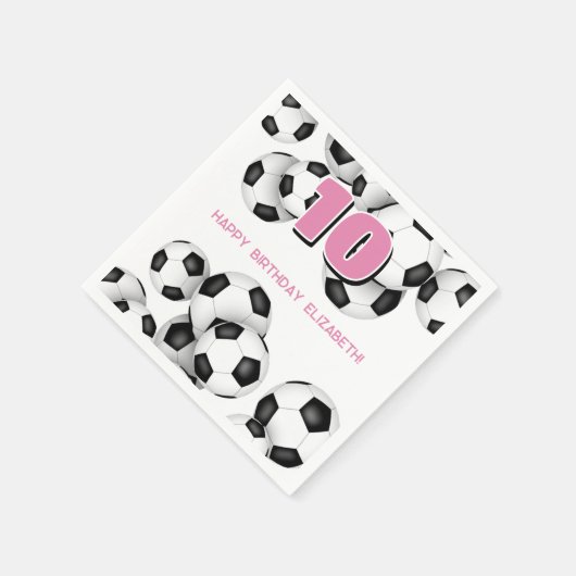 白黒サッカーボール子供の誕生日パーティー スタンダードカクテルナプキン (角)
