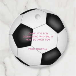 白黒サッカーボール子供の誕生日パーティー フェイバータグ