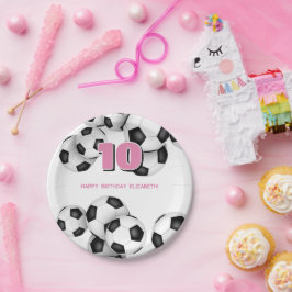 白黒サッカーボール子供の誕生日パーティー ペーパープレート