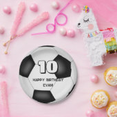 白黒サッカーボール子供の誕生日パーティー ペーパープレート (パーティー)
