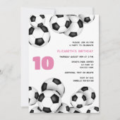 白黒サッカーボール子供の誕生日パーティー 招待状 (正面)