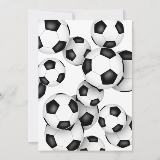 白黒サッカーボール子供の誕生日パーティー 招待状 (裏面)