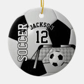 白黒サッカーボール⚽ セラミックオーナメント (正面)